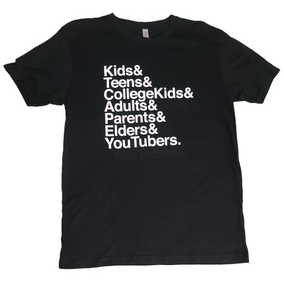 REACT YouTube Channel Unisex T-Shirt  Size Large Black - Picture 1 of 2